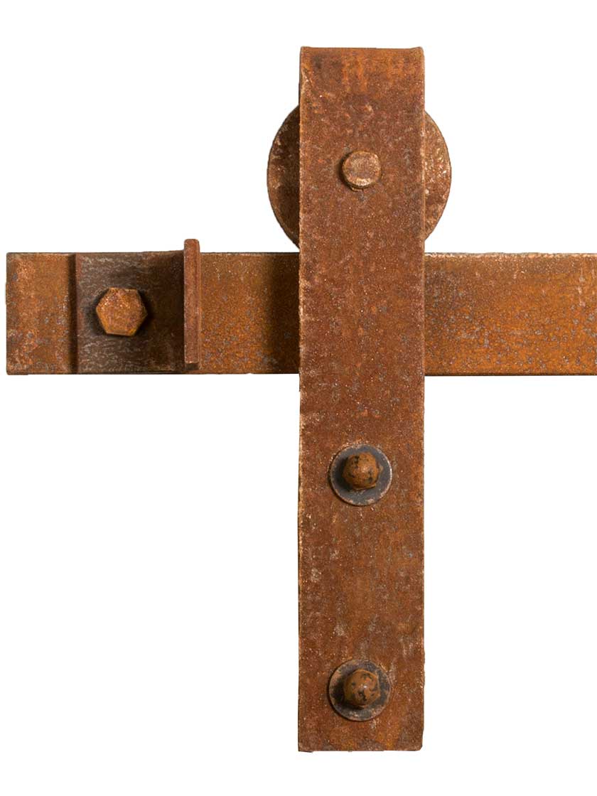 5' Square-End Single Barn Door Flat-Track Hanging Kit in Weathered Rust.